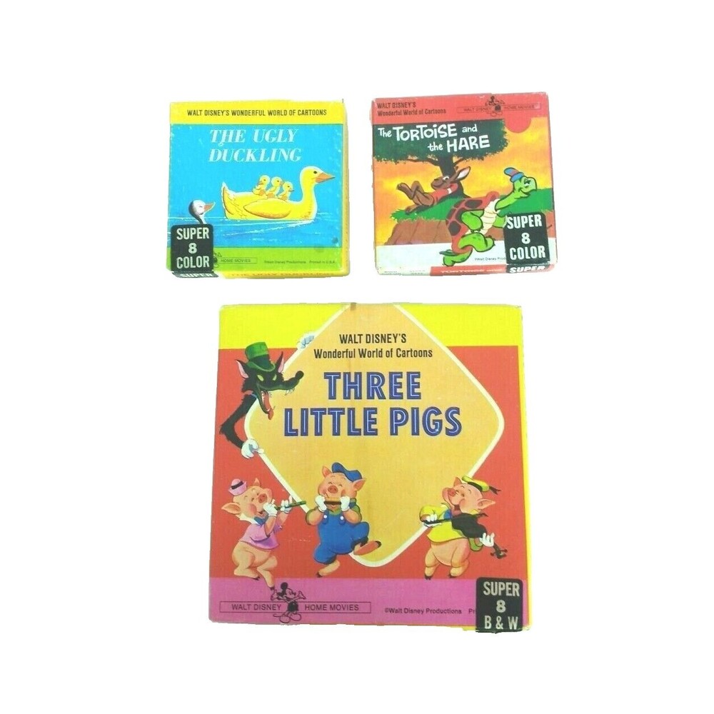 Walt Disney 8MM Film Lot-Ugly Duckling-The Tortoise & The Hare-Three Little Pigs - Picture 1 of 4